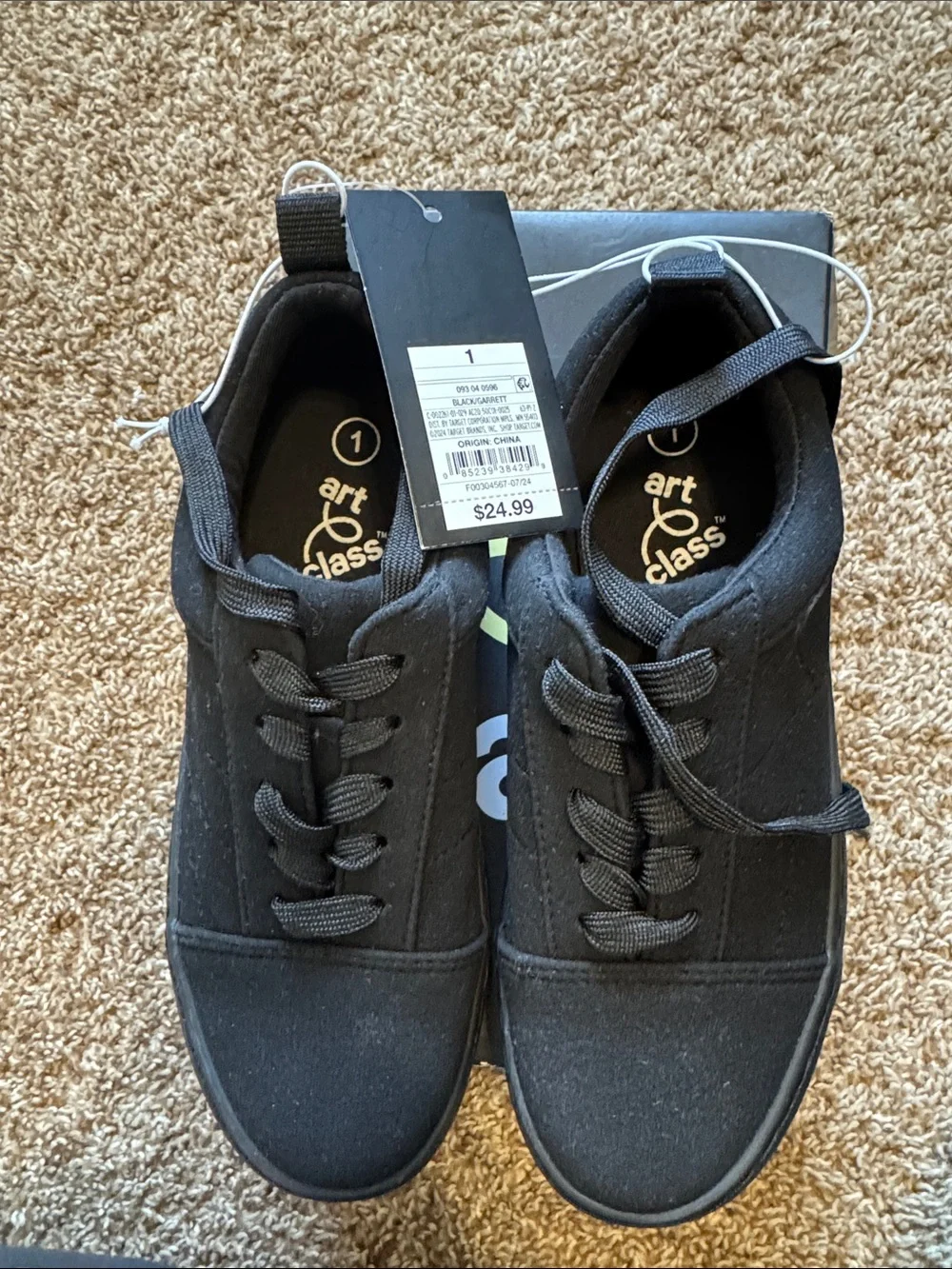 art class Black Kids Lace-Up Canvas Sneakers